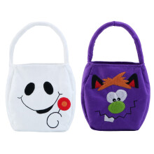 Halloween feestartikelen, schattige pluche snoepzakjes, herbruikbare geurloze stoffen mand voor Halloween, gemakkelijk schoon te maken draagbare