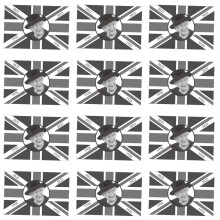 Encantador enfeite de bolo com a bandeira britânica Union Jack, cores vibrantes e poliéster resistente, para comemoração da Rainha Elizabeth II.