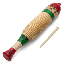 Tiger Wooden Fish Guiro with Wooden Scraper/Beater, School Percussion