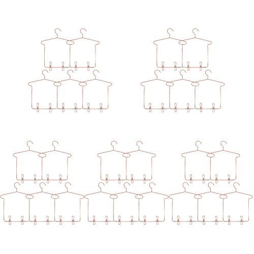 25Conjuntos Cabides Mini Rose Gold Para Roupas De Bonecas Com Clips 1