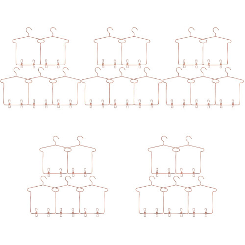 25Conjuntos Cabides Mini Rose Gold Para Roupas De Bonecas Com Clips 2