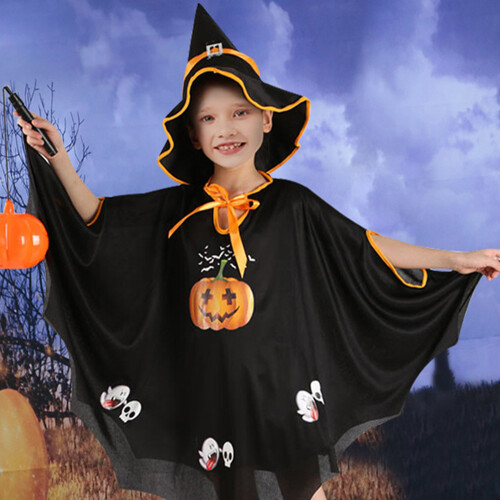 Στολή Halloween για παιδιά, Παιδική Στολή με Κάπα Νυχτερίδας με Φερμουάρ, Κουκούλα και 2