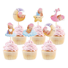 30 pezzi di decorazioni per cupcake a forma di orso, decorazione per torta per baby shower, decorazioni per torta a forma di orso lunare, accessori