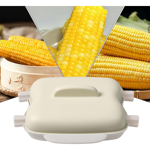 Microwave Corn Cob Cooker  Steamer with Lid and Handle Beige 2