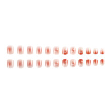 24x French Tip Press On Nail Short Square False Nail Cloud