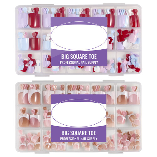 160/128pcs Slim Tips Press on Toenails-Colorful model 1