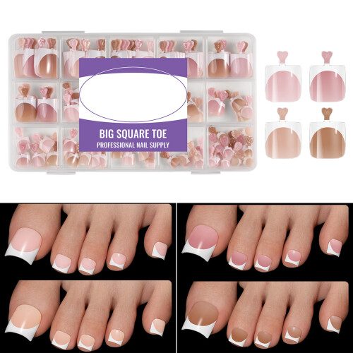 160/128pcs Slim Tips Press on Toenails-Colorful model 2