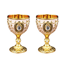 2Pcs Drinking Glass Drinking Cup Communions Party-Golden white