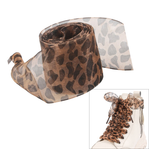 Leopards Prints Ribbon Shoe Lace 140cm Long-Red leopard pattern 2