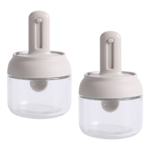 Pack of 2 Efficient Spices Container Retractable Spoon Leak