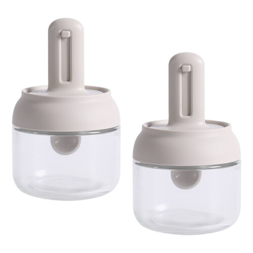 Pack of 2 Efficient Spices Container Retractable Spoon Leak