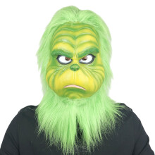 Recuzită de petrecere cu pălărie de Moș Crăciun cu design de mască de monstru verde, mască de cosplay pentru costum de Halloween cu latex