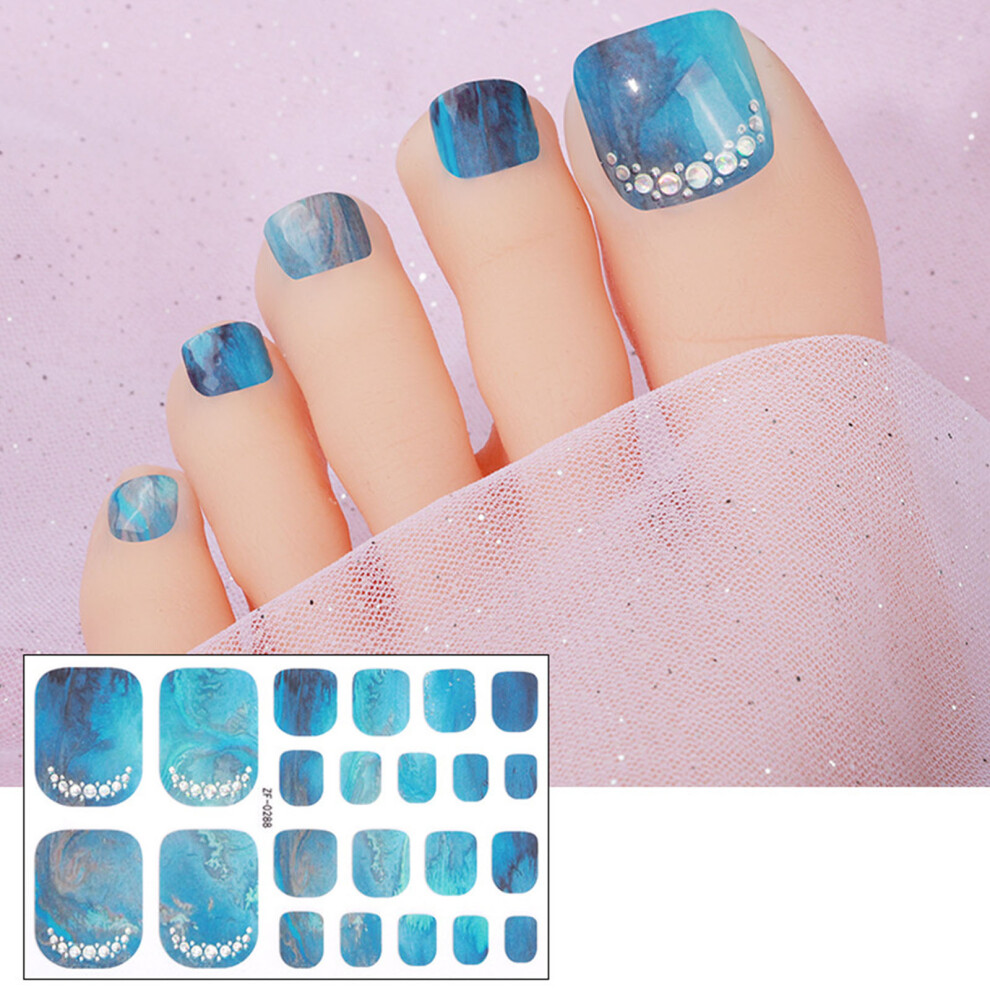Toenail Polish Strips 3D Rhinestones Toenail Art Stickers-0288