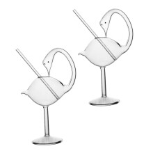 2Pcs SwanShaped Whiskey Glasses 2Piece Transparent Cocktail and Martini Glass Set For Bar Decoration And Wine Serving