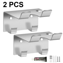 Supporto per asciugacapelli a mensola, design da parete con porta spazzolini, elegante aspetto argento e nero, metallo impermeabile e antiruggine,