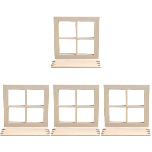4Pcs Miniaturas Janela Móveis Sem Acabamento 1