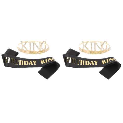 2 Conjuntos De Coroa De Strass Para , Faixa E Aniversário 1