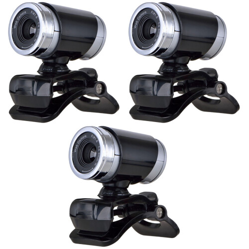 3Pcs Câmera Web Usb 720P Com E Clipe Preto 2