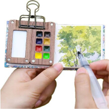 Sketchbook Palette Set 8 Grids Mini Wooden Travel Painting Box