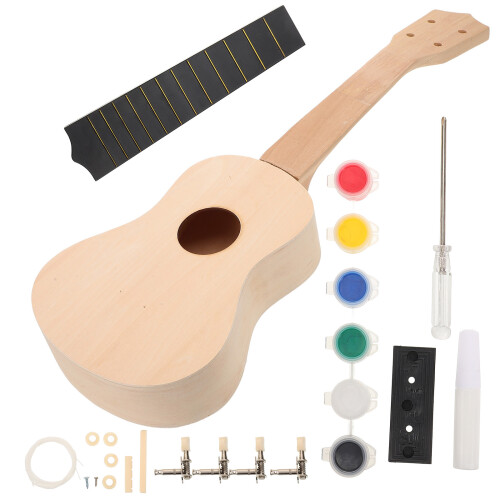 1 Conjunto Kit Ukulele Diy Não Pintado Para