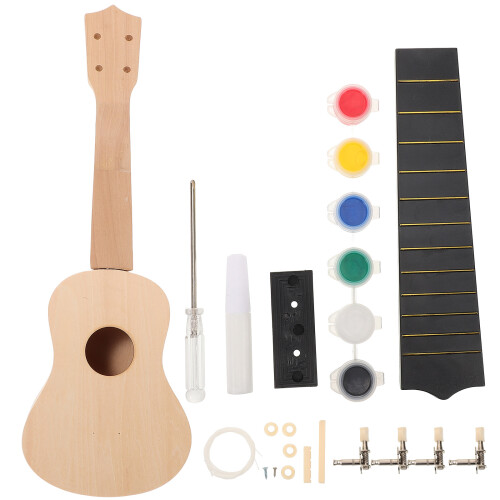 1 Conjunto Kit Ukulele Diy Não Pintado Para 1