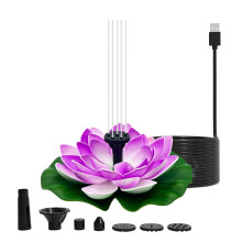 Pompes de fontaine d'étang de jardin à énergie-Lotus violet USB