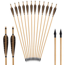 Wooden Arrows for Archery Recurve Bow, Longbow and Traditional Bow with 5 Inch Natural Feathers Wooden Arrows Handmade