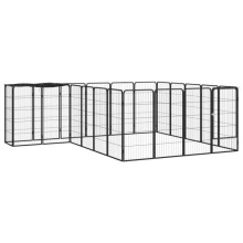 Recinto para perros - HELLOSHOP26 - 22 paneles - Acero recubierto de polvo - Resistente al agua - Negro