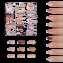 Faux ongles à pression française en forme d'amande,-style02