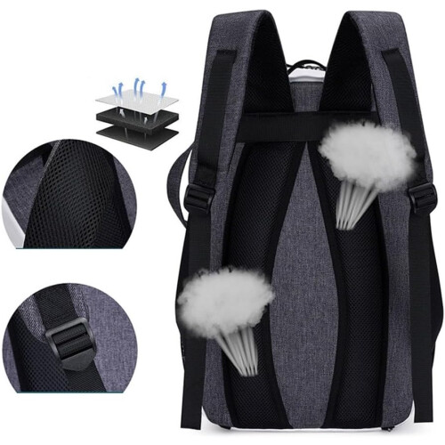 Lightweight Polyester Tennis Paddle Backpack Adjustable Padded Straps Ergonomic Carry Handles Black 1