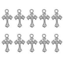 10 Unidades Mini Pingente Cruz De Jesus Aço Inoxidável 0,5X0,3”
