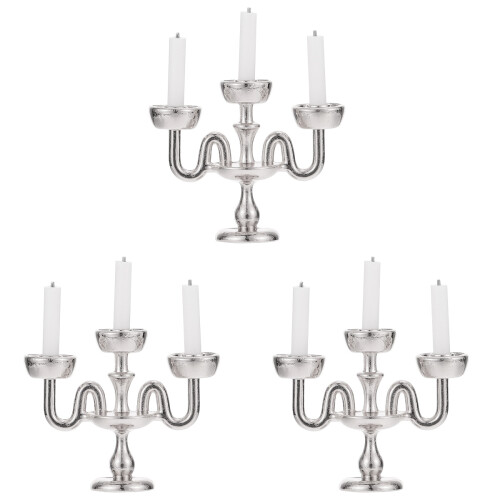 3Pcs Castiçal Três Cabeças Miniatura Suporte Vela Casa 2