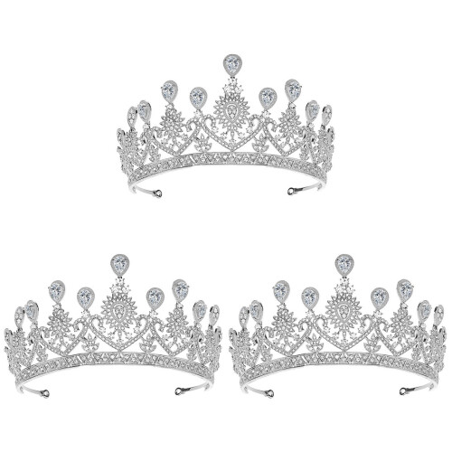 3 Unidades Tiara Noiva Coroa Zircônio Prateado 1