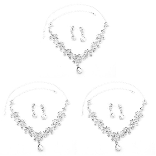3Pcs Conjunto De Colar E Com (Prata) 1