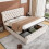 Beige Velvet Double Storage Bed, Button-Tufted 1