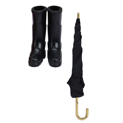 Conjunto Decoração Miniatura Casa, Botas Chuva, Guarda-Chuva, Enfeites