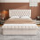 Beige Velvet Double Storage Bed, Button-Tufted 3