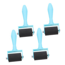 Pack of 4 Rubber Rollers for Practical Craft Rollers with Humanised Handle Design for Printing and Stamping Work Easy to Clean Storage Wear Resistant