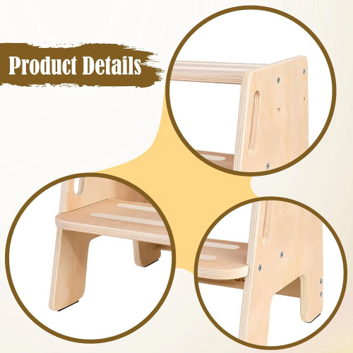 2 Step Stool for Kids Wood Potty Training Stool For Nursery Bedside Bathroom 2
