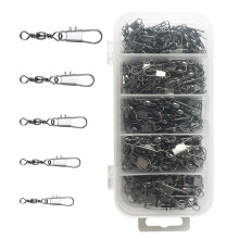 200 pieces of fishing barrel line connectors fishing barrel made of carbon steel swivel fishing swivel snap connectors