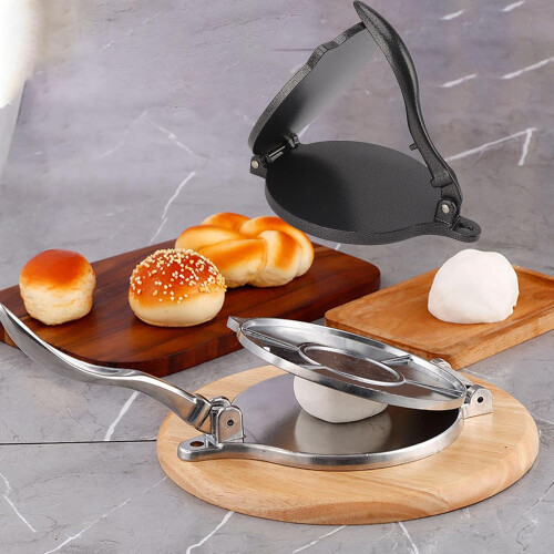 Tortilla Press, Cast Iron Tortilla Maker, RotiMaker, Quesadilla Maker (16cm Black) 1
