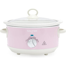 Salter Retro 3.5L Slow Cooker 3 Heat Settings/Keep Warm for Family Cooking Pink