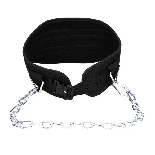 Weightlifting belt with ergonomic padding and steel chain for pullups and squats Ref: 5609