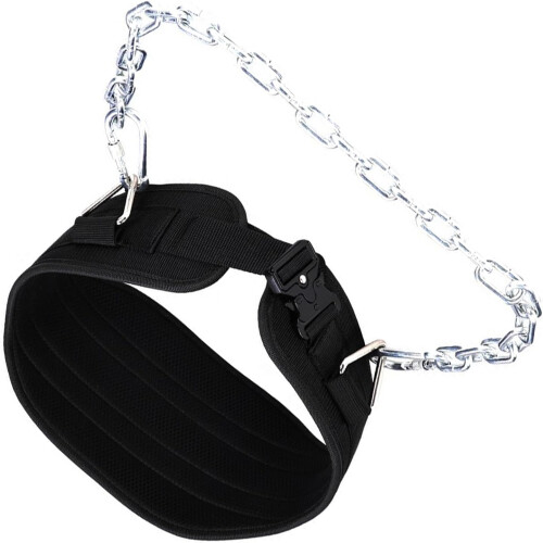 Weightlifting belt with ergonomic padding and steel chain for pullups and squats Ref: 5609 2