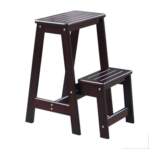 Foldable TwoLayer Solid Wood Staircase Stool Foldable Step Stool For Home And Office Honey Finish Climbing Bench