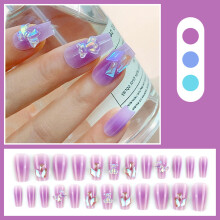 False Nails with Heart Full Cover Stick on Nails Bow-C21A 9