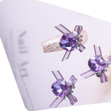 3pcs Stand Out with Organza Bowknot Nail Art-crystal purple