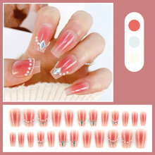 False Nails with Heart Full Cover Stick on Nails Bow-C21A 7