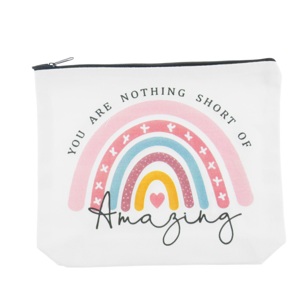 You Are Nothing Short of Amazing Cosmetic Bag, Multifuntional Pouch Rainbow Makeup Case, Eco-friendly & Reusable Canvas Travel Organizer, Inspirationa
