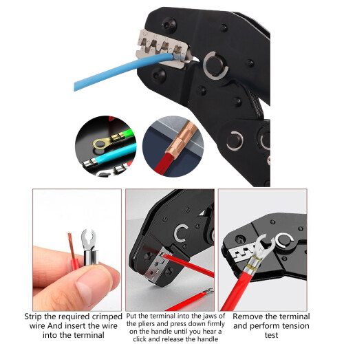 Insulated Wire Terminal Crimping Tool Kit Ratchet Crimping Plier 1